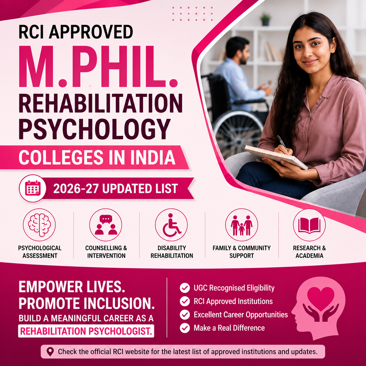 RCI Approved M.Phil. Rehabilitation Psychology Colleges in India | M.Rehab.Psy. Colleges, Eligibility & Career Scope