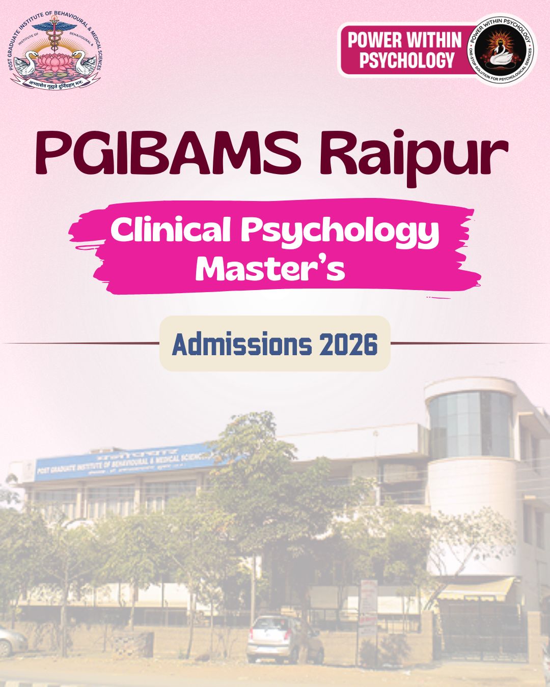 PGIBAMS Raipur Clinical Psychology Master’s Admission 2026
